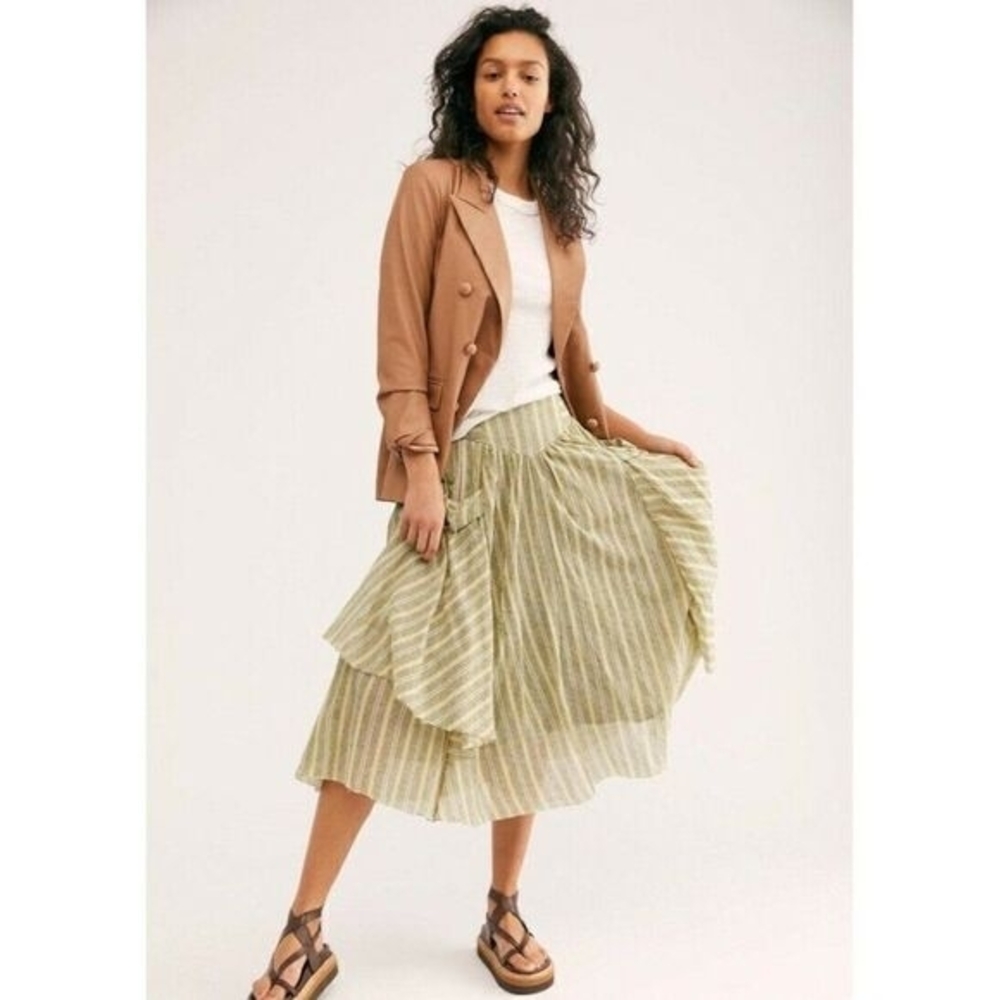 Free people Elisa Striped Midi Skirt in medium